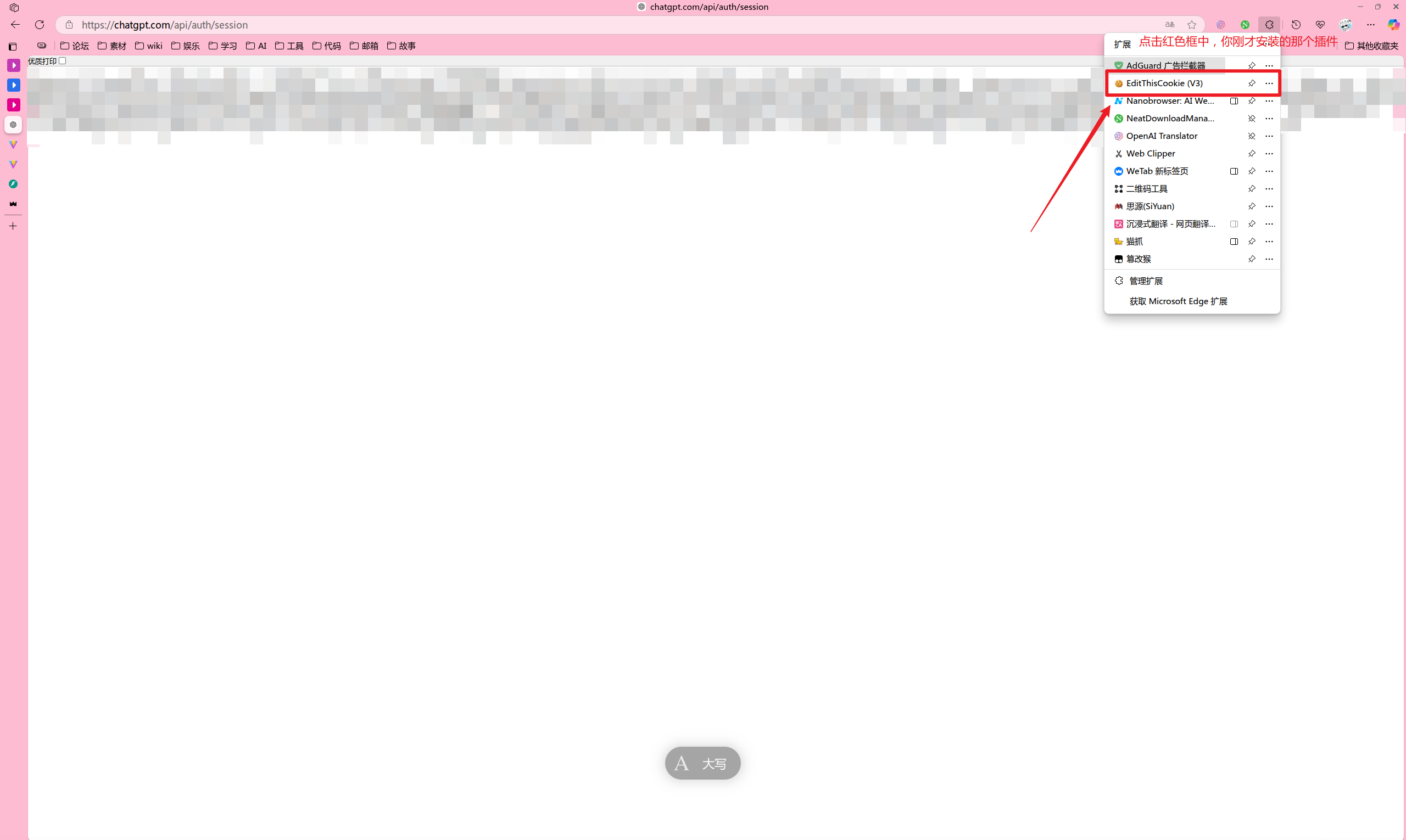打开EditThisCookie插件